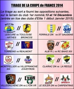 tableau tirage au sort coupe defrance XIII - rugby à xiii