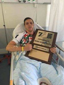julien lamarque muret 2 minutes du premier match et fracture du plancher orbitale et du sinus