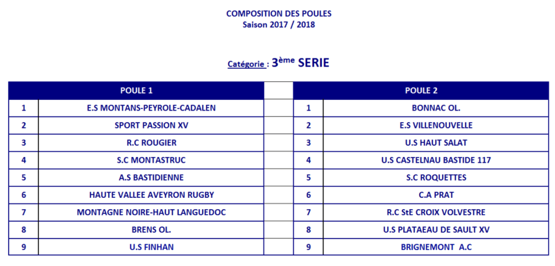 3eme serie poule 2018...