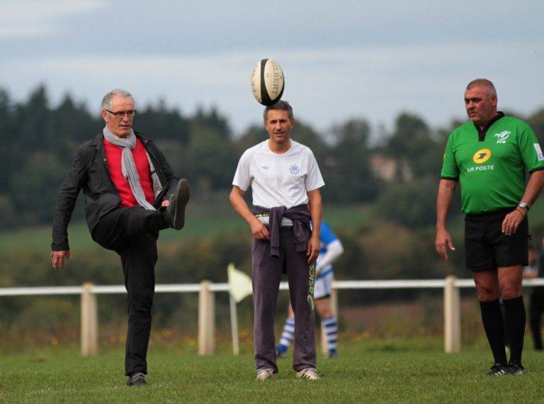 Gérard Cournède, David Loubet et l'arbitre de la rencontre.