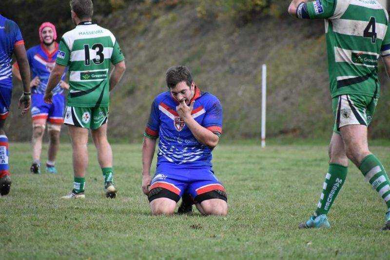 Hugo ESCA notre centre qui s'est peter deux dents pendant le match de Promotion Honneur contre Masseube