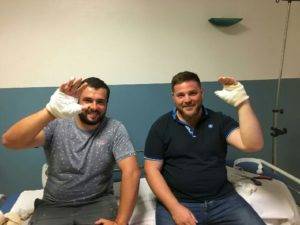Fabien et Thomas , piliers du Kercorb. Une fracture chacun