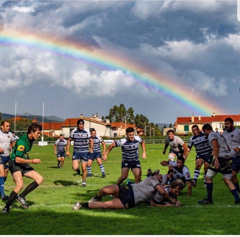 match en la JOP et le CARF , essai du capitaine sylvain fabre sous un beau arc en ciel. phot ol'indépendant perpi