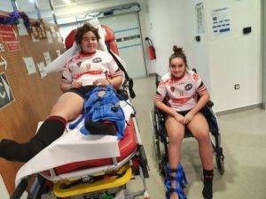 cadettes de l'UA défaites contre la clape 15 à 30. une avec la cheville en moins luna, et l'autre avec le genoux en moins jenifer deux entorses