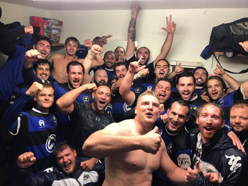 Selfies victoire des deux équipes de Sarlat qui gagne contre Causse Vezere en Fédéral 2