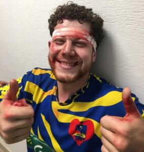 Julien Serrano 2eme ligne réserve union sportive murviel Thézan en demi finale d’Occitanie contre Caraman