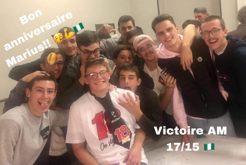 Victoire des juniors de l’avenir massylvain face à la Saudrune 17 à 15, beau cadeau pour marius