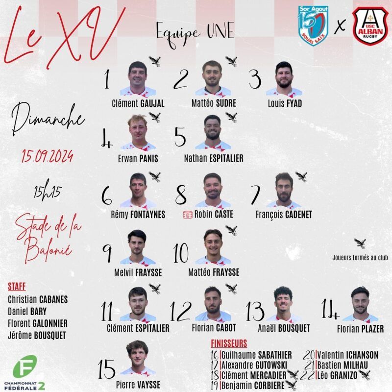 Fédérale 2 Sor Agout premier succès historique dans le derby contre le Canton d Alban