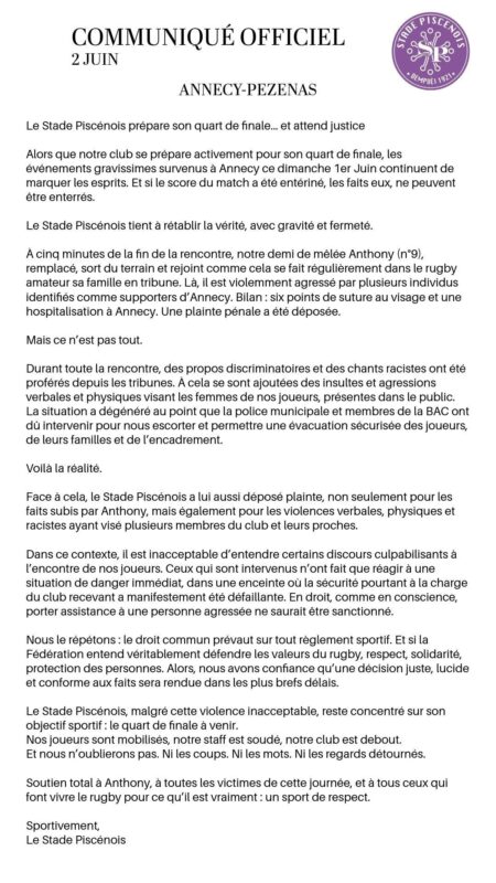 503084863 1219942643251502 1940303866699015265 n - Annecy,Pézenas,montée,bagarre,tribune