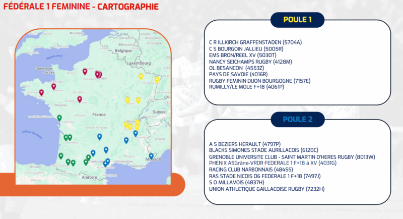 calendrier 2025 2026 federale 1 feminine rugby poules 1 1 - féminines, rugby, ffr, poules, 2025 2026