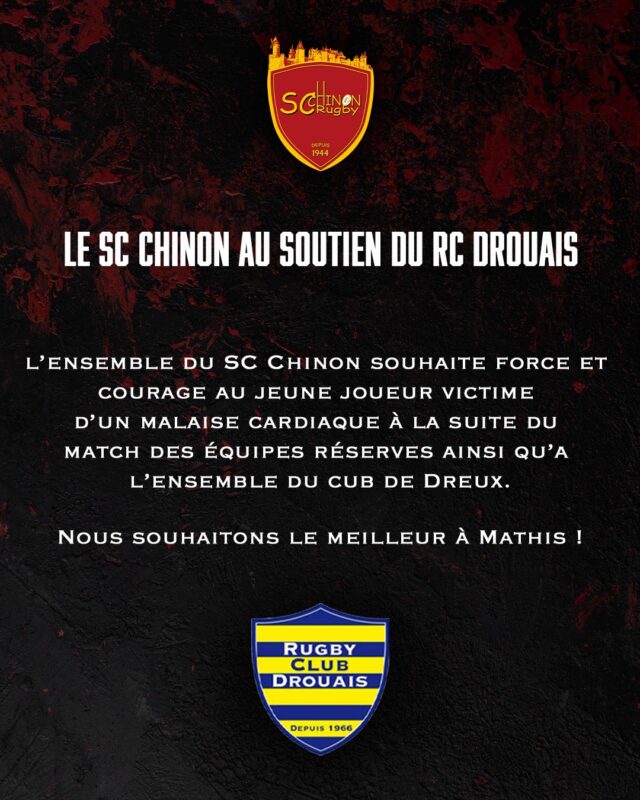 Rugby Club Drouais : un jeune réserviste de 19 ans héliporté suite à un malaise cardiaque
