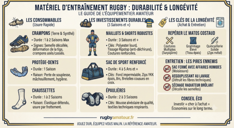 Le matériel d'entraînement de rugby qui dure plus d'une saison