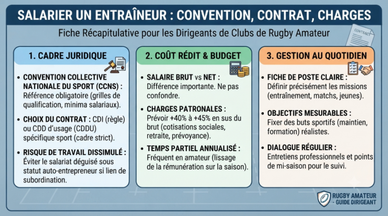 Salarier un entraîneur : convention collective sport, contrat, charges
