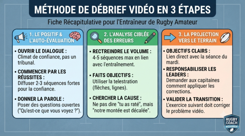 Rugby amateur : méthode de debrief vidéo en 3 étapes
