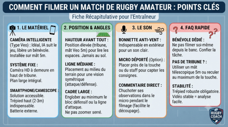 Comment filmer un match de rugby amateur (matériel, angles, son) ?