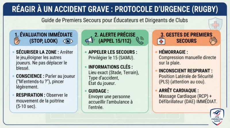 Réagir à un accident grave de rugby en match ou à l'entraînement