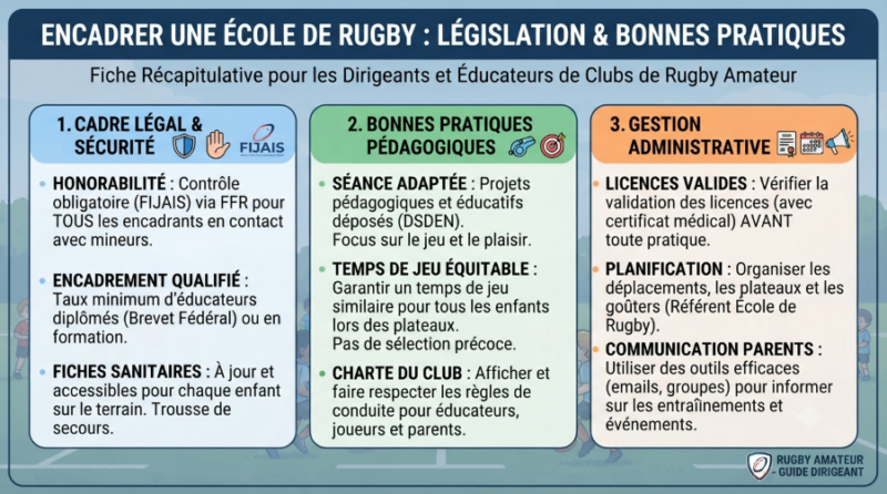 Encadrer une école de rugby : législation et bonnes pratiques