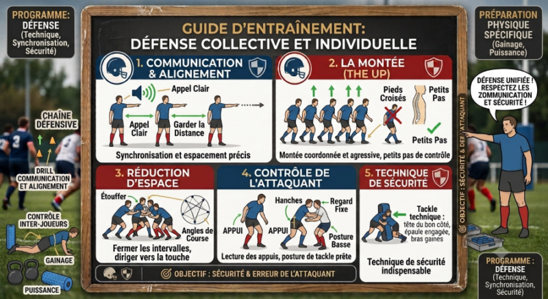 La défense en ligne en rugby amateur : Exercices, structure et combinaisons collectives