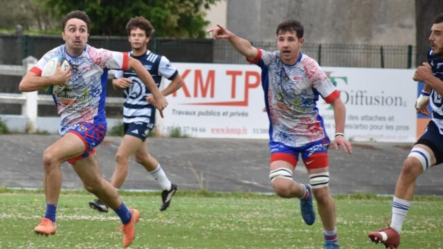 Pierrick Fourcade arriere et Baptiste Carmouze 3eme ligne - Coteaux de l'Arrêt, Régionale 1, Occitanie