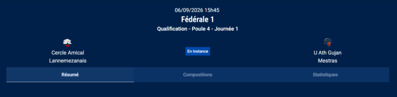 Capture decran 2026 09 28 123636 - Fédérale 1, Tours, Blagnac, Saint-Sulpice, SC Royannais, Anglet, Stade Bagnérais, Agathois
