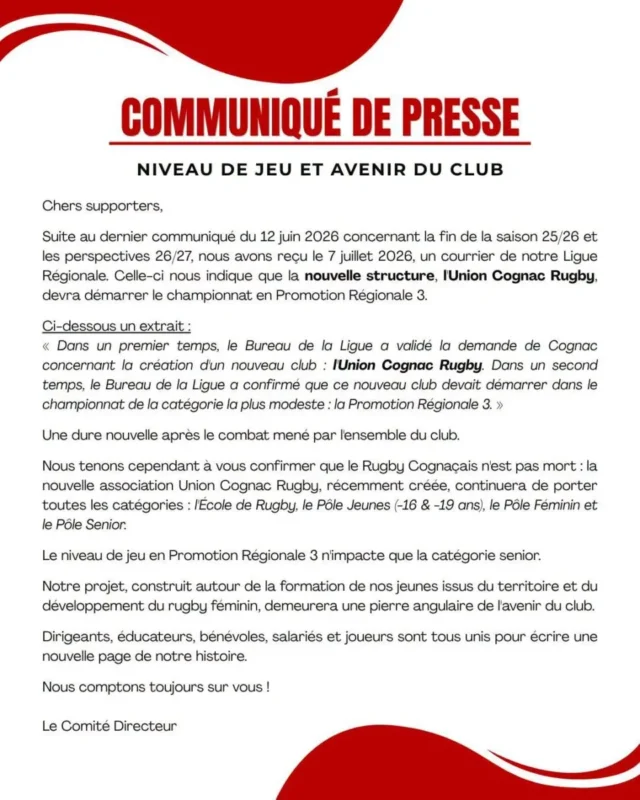 Tonnay-Charente - Cognac (PR3) : 82-0, match arrêté à la 58e, la sécurité des joueurs au cœur d'une polémique