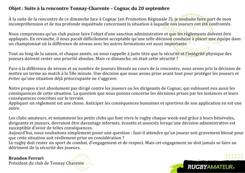 Victor Paquet (entraîneur Cognac) : "Les conséquences peuvent être graves, à tous les niveaux"