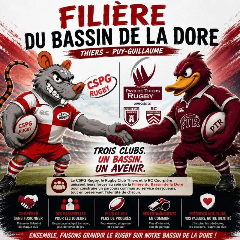 Sauver le rugby de clocher sans perdre son maillot : l'alliance inédite entre Thiers (R1) et Puy-Guillaume (R3)