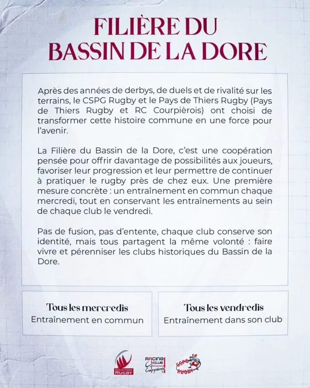 Sauver le rugby de clocher sans perdre son maillot : l'alliance inédite entre Thiers (R1) et Puy-Guillaume (R3)