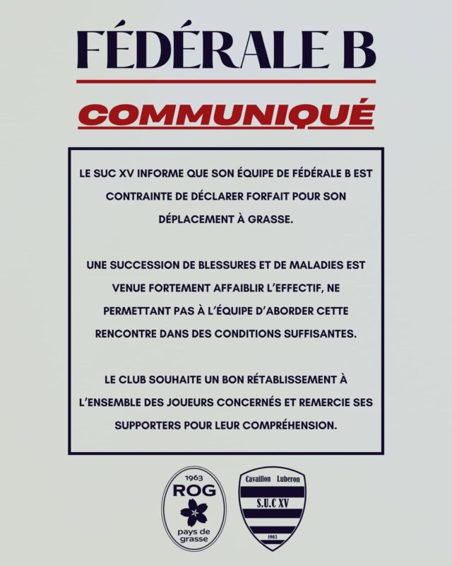 Fédérale 2 : deux clubs pénalisés de deux points suite au forfait de leur équipe B