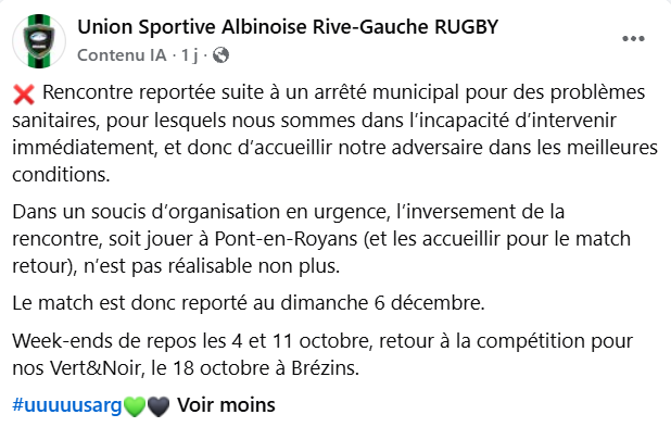 Insolite : un match de Régionale 3 reporté pour cause de... "problèmes sanitaires"