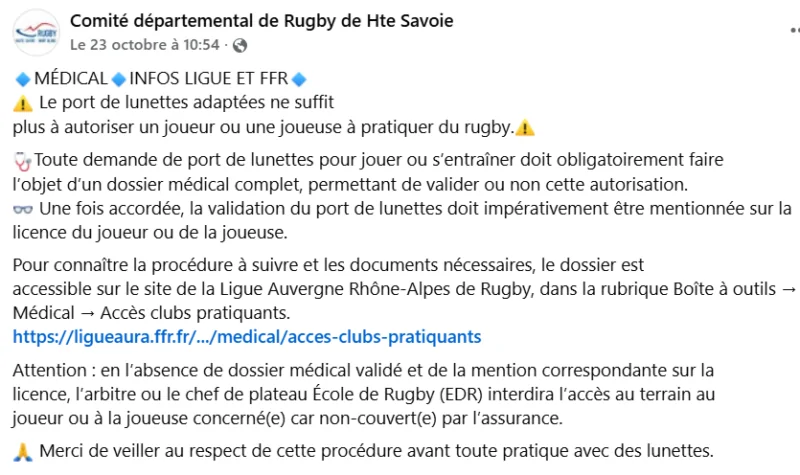Port de lunettes : la FFR durcit les règles... Ce qui change pour les joueurs et les clubs